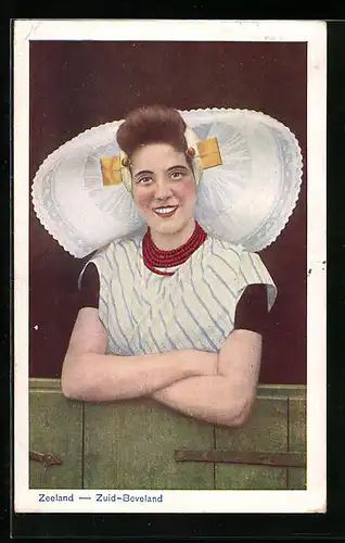 AK Zeeland-Zuid-Beveland, niederländische Frau in Tracht