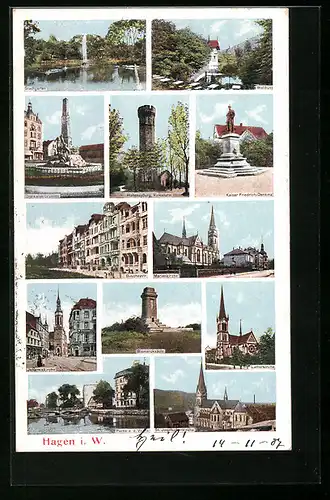 AK Hagen i. W., Buscheystrasse, Waldlust, Lutherkirche