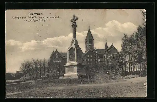 AK Clervaux, Abbaye des Bénédictions et monument du Klöppelkrieg