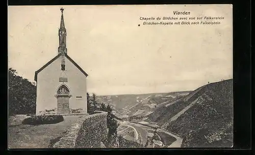 AK Vianden, Chapelle du Bildchen avec vue sur Falkenstein