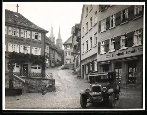 Fotografie unbekannter Fotograf, Ansicht Bad Wimpfen, Auto Opel vor Kurzwarenladen Friedrich Schuch