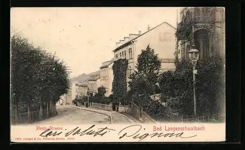 AK Bad Langenschwalbach, Blick auf die Rhein-Strasse
