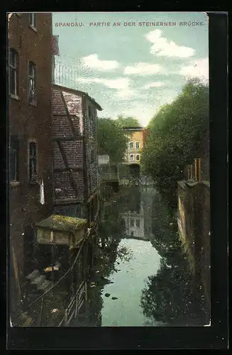 AK Berlin-Spandau, Partie an der Steinernen Brücke