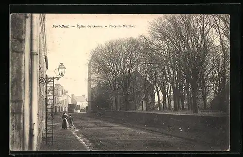 AK Port-Bail, Eglise de Gouoy, Place du Marche