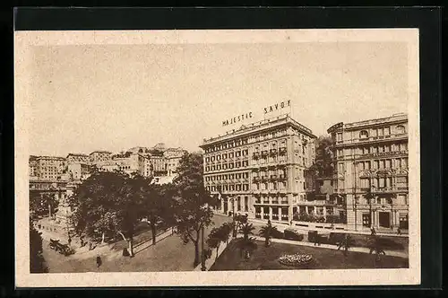 AK Genova, Vis a vis de la Gare Centrale, Hotel Savoia & Maiestic