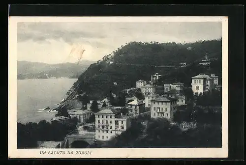 AK Zoagli, Ortspartie mit Bergen