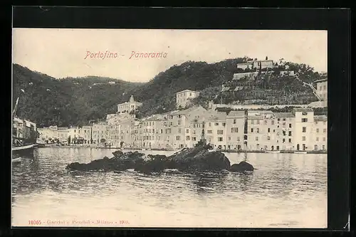 AK Portofino, Panorama vom Ort