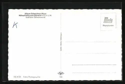 AK Görwihl /Schwarzwald, Albert-Schweitzer-Haus