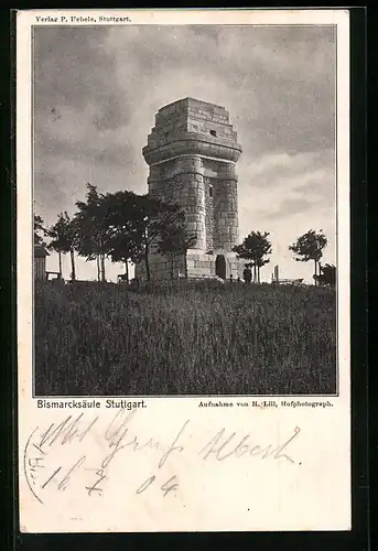 AK Stuttgart, Blick auf die Bismarcksäule