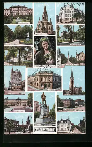 AK Kaiserslautern, Gewerbemuseum, Wartburg und Marienkirche