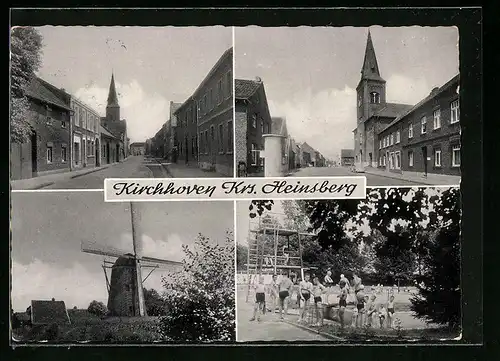 AK Kirchhoven /Kr. Heinsberg, Ortsansicht mit Windmühle