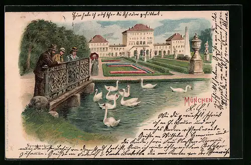 Lithographie München, Schloss Nymphenburg