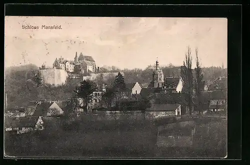 AK Mansfeld, Ortspartie mit Schloss Mansfeld