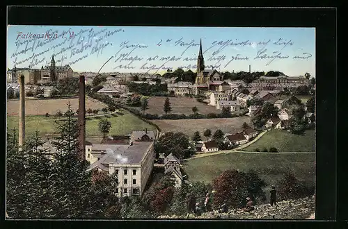 AK Falkenstein i. V., Ortsansicht aus der Vogelschau
