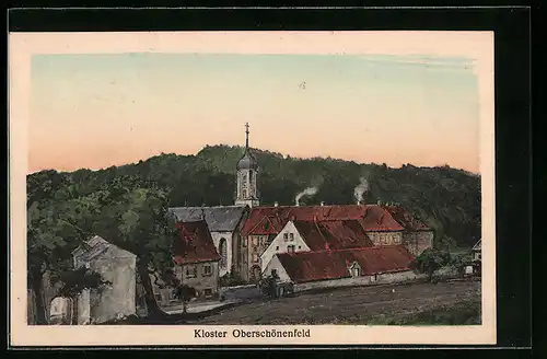 AK Oberschönenfeld, Blick zum Kloster Oberschönenfeld