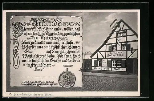 AK Königswinter / Rh., Gasthaus und Weinhaus im Tuback
