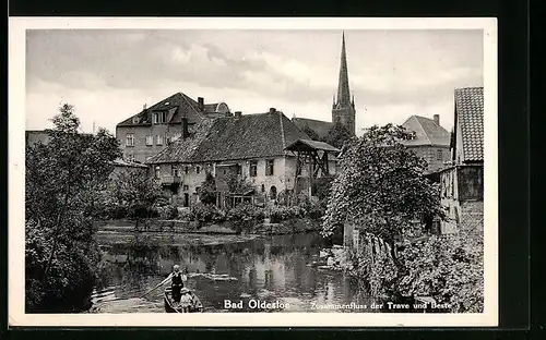 AK Bad Oldesloe, Zusammenfluss von Trave und Beste