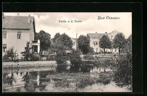 AK Bad Oldesloe, Partie an der Trave