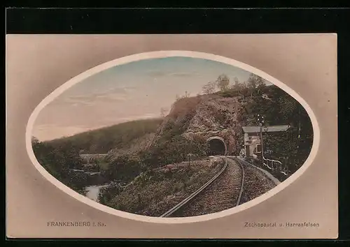 AK Frankenberg i. Sa., Zschopautal u. Harrasfelsen