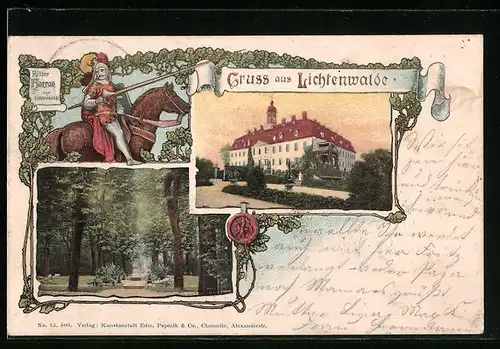 AK Lichtenwalde, Schloss, Ritter Harras und Waldpartie