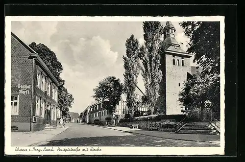 AK Dhünn / Berg. Land, Hauptstrasse mit Kirche