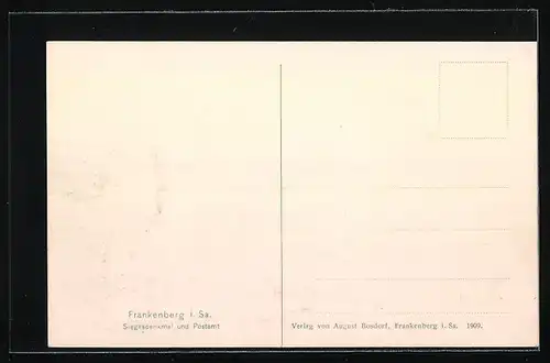AK Frankenberg / Sa., Siegesdenkmal und Postamt