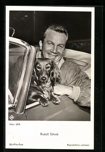 AK Opernsänger Rudolf Schock mit Hund