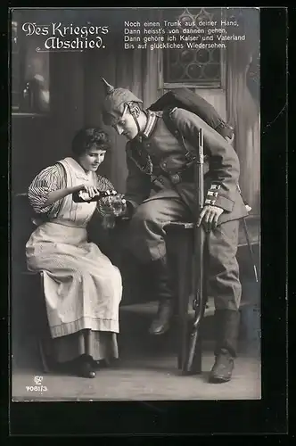 Foto-AK GL Co: Soldat verabschiedet sich von seiner Liebsten