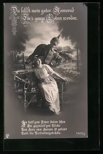 Foto-AK GL Co: Soldat verabschiedet sich von seiner Liebsten