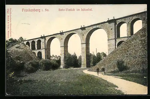 AK Frankenberg / Sa., Bahn-Viadukt im Lützeltal