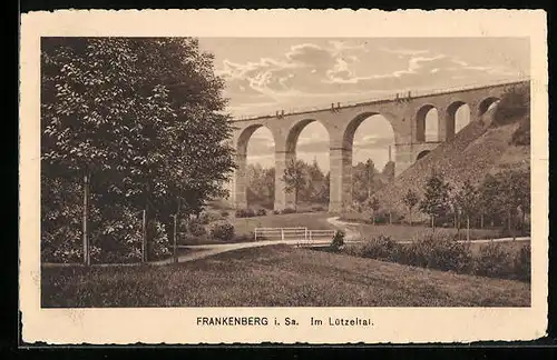 AK Frankenberg / Sa., Bahn-Viadukt im Lützeltal