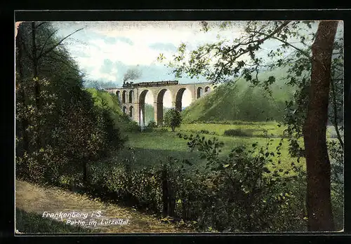 AK Frankenberg / Sa., Lützeltal mit Bahn-Viadukt