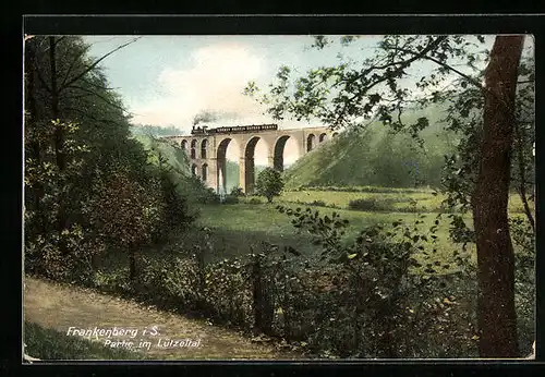 AK Frankenberg / Sa., Lützeltal mit Bahn-Viadukt