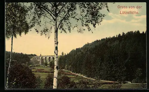 AK Frankenberg / Sa., Lützelhöhe mit Bahn-Viadukt