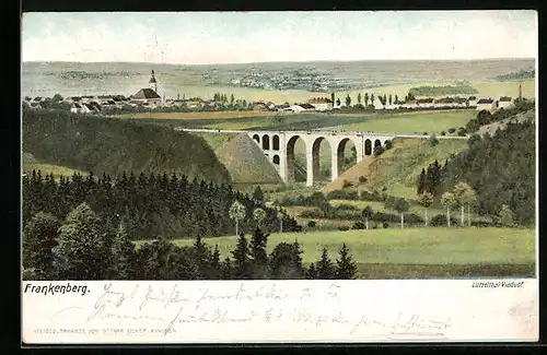 AK Frankenberg / Sa., Blick zum Lützeltal-Viadukt