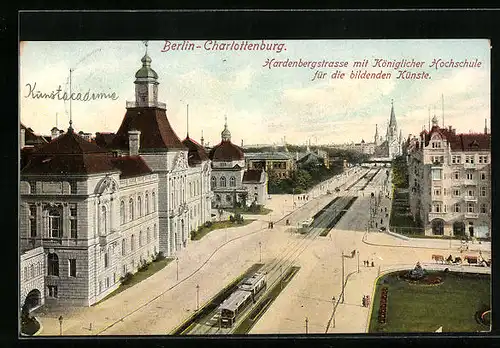 AK Berlin-Charlottenburg, Hardenbergstrasse mit Königlicher Hochschule für die bildenden Künste