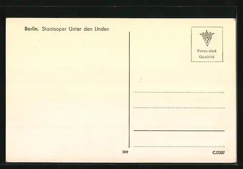 AK Berlin, Staatsoper Unter den Linden