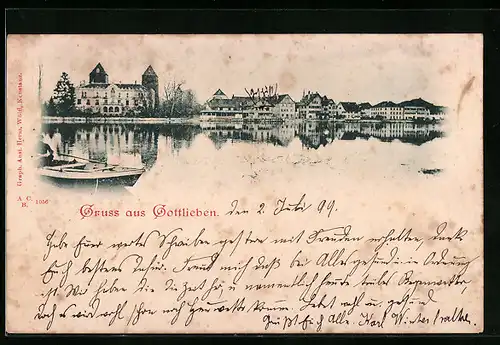 AK Gottlieben, Ortspartie am Ufer