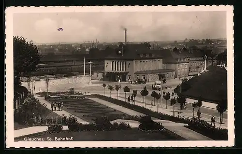 AK Glauchau i. Sa., Blick auf den Bahnhof