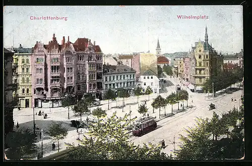 AK Berlin-Charlottenburg, Wilhelmplatz mit Strassenbahn