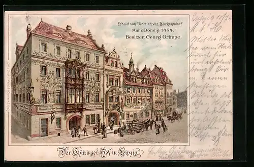 Künstler-AK Leipzig, Hotel Thüringer Hof