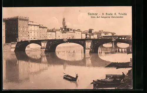 AK Firenze, il Ponte S. Trinità, Visto dal Lungarno Guicciardini