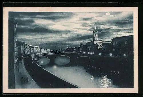 AK Pisa, Lung'Arno, Ponte di mezzo