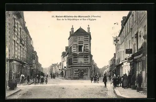 AK Saint-Hilaire-du-Harcouet, Rue de la République et Rue d`Egypte