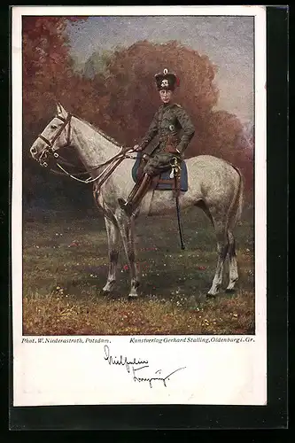 AK Kronprinz Wilhelm von Preussen in Uniform auf einem Schimmel