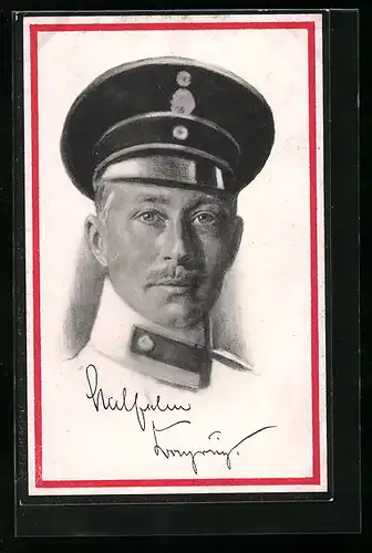 AK Kronprinz Wilhelm von Preussen, Portrait mit Nationalfarben