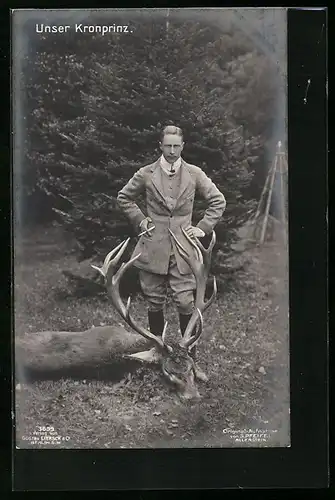 AK Kronprinz Wilhelm mit erlegtem Hirsch