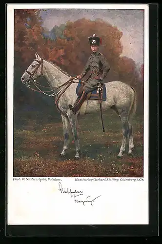 AK Kronprinz Wilhelm von Preussen in Uniform auf seinem Schimmel