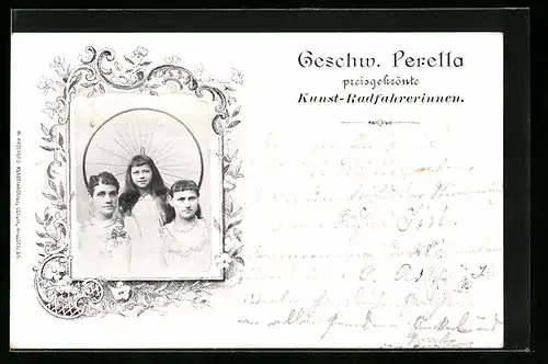 AK Geschwister Perella, Kunst-Radfahrerinnen, Radsport
