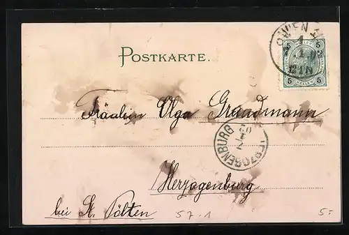 AK Weisse und Braune Blume